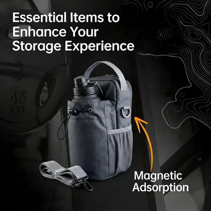 Strong Magnetic Gym Water Bottle Bag, RFID Safe Waterproof Anti-Theft Pouch for Workout Travel, Orange
