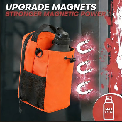 Strong Magnetic Gym Water Bottle Bag, RFID Safe Waterproof Anti-Theft Pouch for Workout Travel, Orange
